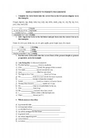 English Worksheet: Simple Present vs present progressive