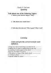 English worksheet: speaking test