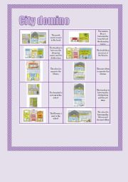 English Worksheet: CITY DOMINO (describing position)