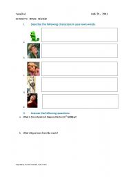 English Worksheet: Tangled movie adjectives exercise