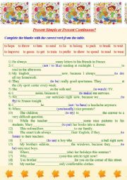 Present Simple or Present Continuous? Vocabulary Task.