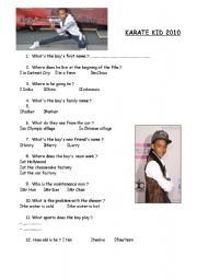 English Worksheet: Karate Kid Quiz