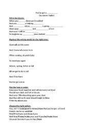 English Worksheet: SONG: Youve got a friend by James Taylor