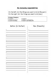 English worksheet: Responsibilities