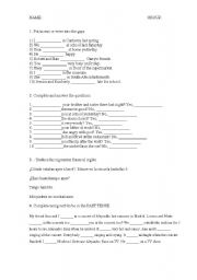 English Worksheet: PAST TENSE TO BE