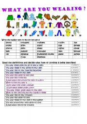 English Worksheet: What are you wearing 