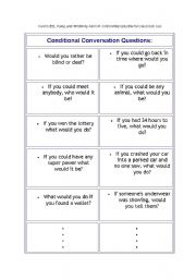 English Worksheet: Second conditional conversation questions