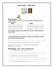 English Worksheet: VIDEO LESSON: BILLY ELLIOT