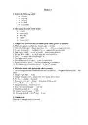English Worksheet: Test Paper