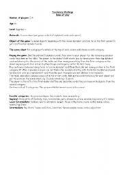 English Worksheet: Vocabulary Challenge 