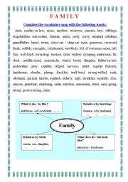 English Worksheet: Family Vocabulary