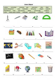 English Worksheet: school objects