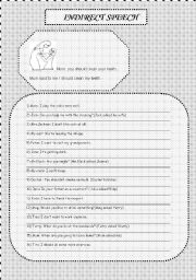 English Worksheet: reported speech