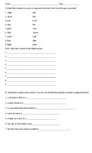 English worksheet: More compound words