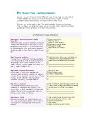 English worksheet: fitness plan