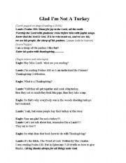 English Worksheet: Glad Im Not A Turkey Childrens Play