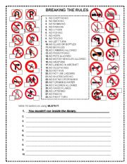 English Worksheet: BREAKING THE RULES