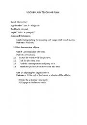 English worksheet: Vocabulary lesson plan about jobs