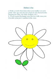 English Worksheet: flower to mother
