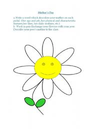 English worksheet: flower to mother