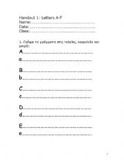 English worksheet: letters A-F