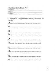 English Worksheet: letters A-F
