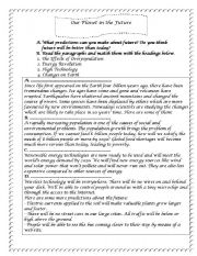 English Worksheet: Reading about our planet for advanced learners