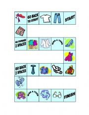 English Worksheet: clothes board game