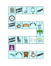 English Worksheet: furniture board game