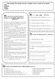 English Worksheet: an exam for  9th grades