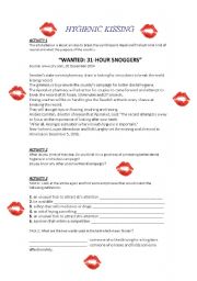 English Worksheet: HYGENIC KISSING