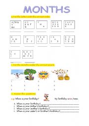 English Worksheet: months