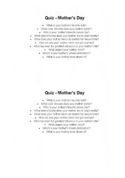 English worksheet: Mothers Day