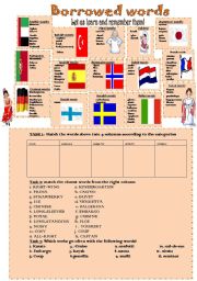 English Worksheet: BORROWED WORDS FROM OTHER LANGUAGES