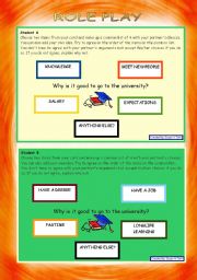 English Worksheet: Role play and writing - UNIVERSITY *** advanced