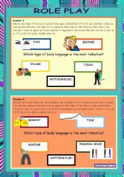 English Worksheet: Role play and writing - Body language *** advanced