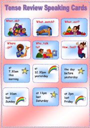 *Tense Review Speaking Cards* past simple, past continuous, present continuous and going to