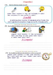 English Worksheet: Writing ws about the computer and the compass inventions.
