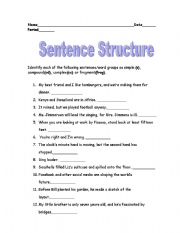 English worksheet: Sentence Structure