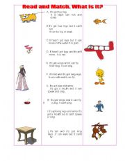English Worksheet: Read an match! What is it?