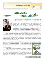 English Worksheet: The Environment  -  Respect the Land