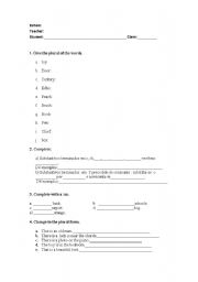 English worksheet: PLURAL EXERCISES