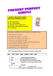 English worksheet: present perfect simple activities