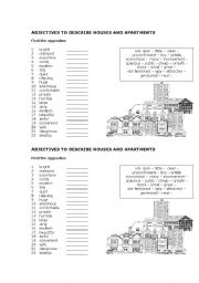 English Worksheet: Adjectives to describe houses and apartments