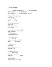 English worksheet: I gotta a feeling (SONG)