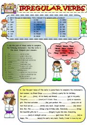 English Worksheet: Irregular Verbs (B&W INCLUDED)