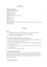 English Worksheet: simple present tense and continuous tense