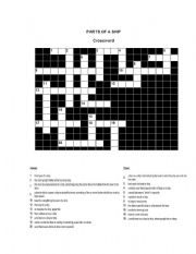 English worksheet: parts of a ship crossword