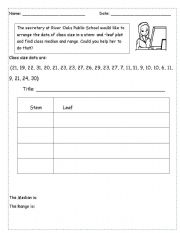 English worksheet: Stem and leaf plot 