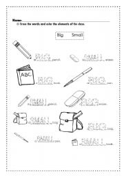 English Worksheet: Sizes (Small and Big)